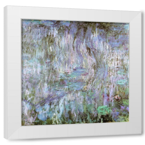 Water-lilies purple 1912 White Modern Wood Framed Art Print by Monet, Claude