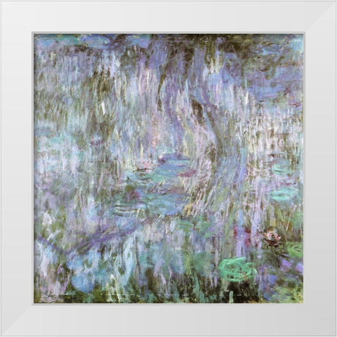 Water-lilies purple 1912 White Modern Wood Framed Art Print by Monet, Claude