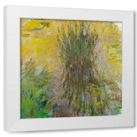 Water-lilies-bullrushes 1920 White Modern Wood Framed Art Print by Monet, Claude