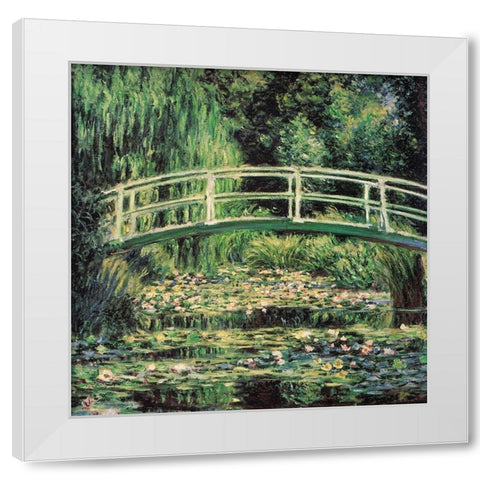 Water-lily pond-harmony in green 1899 White Modern Wood Framed Art Print by Monet, Claude