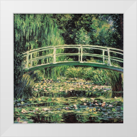 Water-lily pond-harmony in green 1899 White Modern Wood Framed Art Print by Monet, Claude
