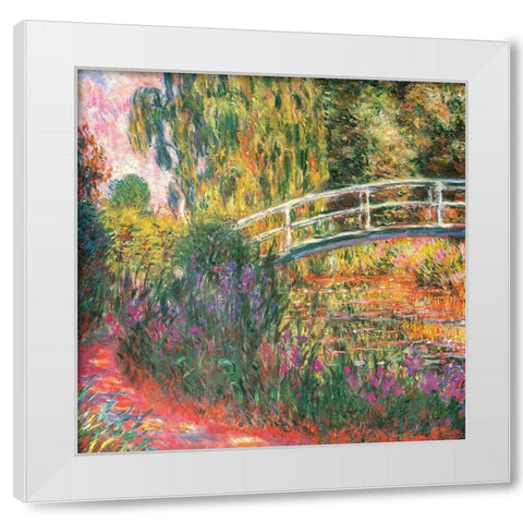 Water-lily pond-water irises 1900 White Modern Wood Framed Art Print by Monet, Claude