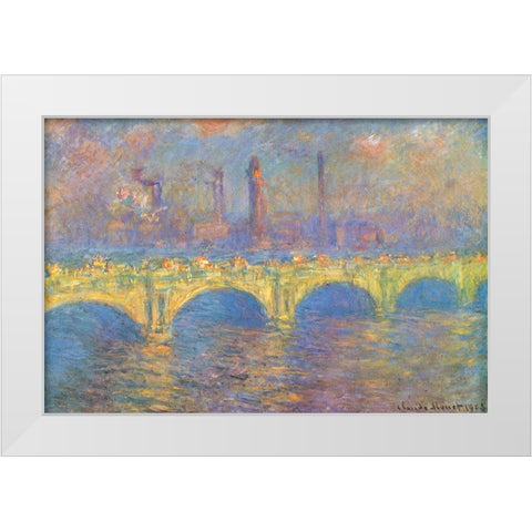 Waterloo Bridge II 1900 White Modern Wood Framed Art Print by Monet, Claude