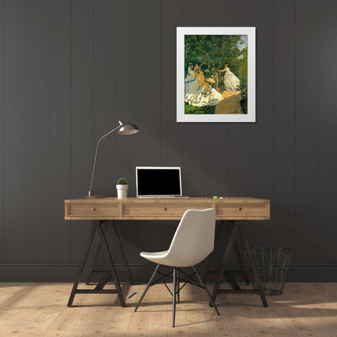 Women in the Garden 1866 White Modern Wood Framed Art Print by Monet, Claude