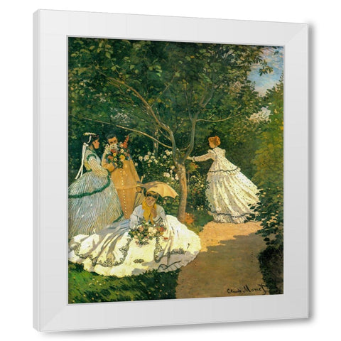 Women in the Garden 1866 White Modern Wood Framed Art Print by Monet, Claude