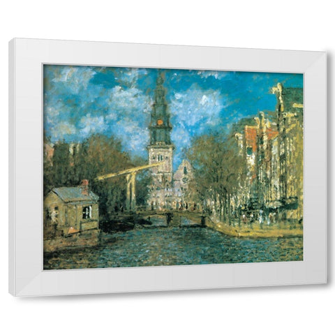 Zuiderkerk-Amsterdam 1872 White Modern Wood Framed Art Print by Monet, Claude