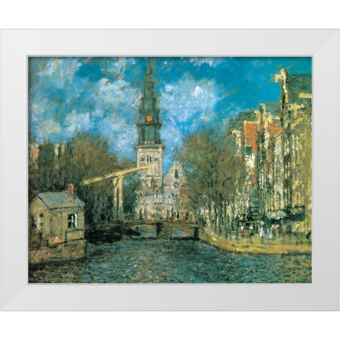 Zuiderkerk-Amsterdam 1872 White Modern Wood Framed Art Print by Monet, Claude