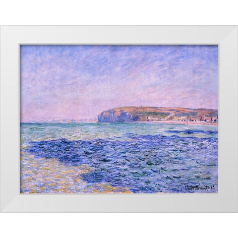 Shadows on the Sea. The Cliffs at Pourville 1882 White Modern Wood Framed Art Print by Monet, Claude