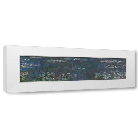 The Water Lilies - Green Reflections White Modern Wood Framed Art Print by Monet, Claude