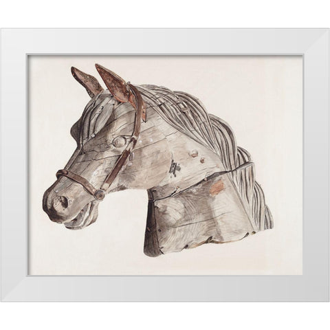 Carousel Horses Head 1931 White Modern Wood Framed Art Print by Barnett, Gerard