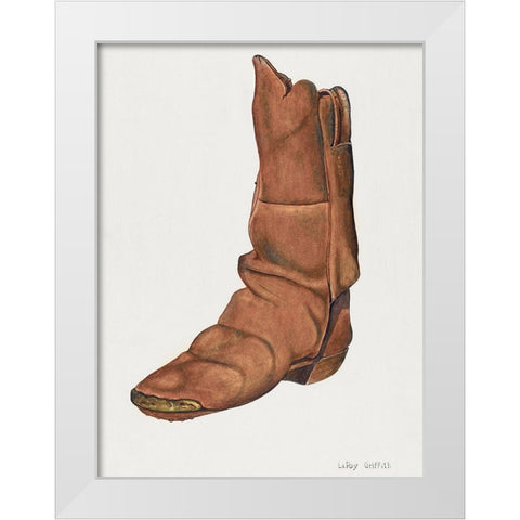 Childs Boot 1940 White Modern Wood Framed Art Print by Griffith, LeRoy