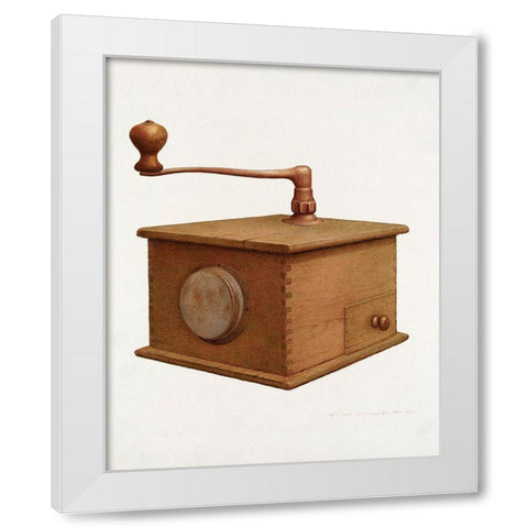 Coffee Grinder 1940 White Modern Wood Framed Art Print by Edwards, William H.