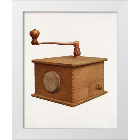 Coffee Grinder 1940 White Modern Wood Framed Art Print by Edwards, William H.
