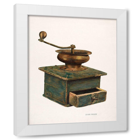 Coffee Mill 1940 White Modern Wood Framed Art Print by Nelson, Lelah