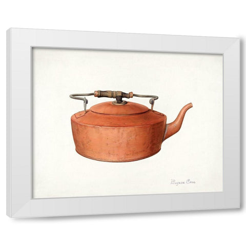 Copper Tea Kettle 1939 White Modern Wood Framed Art Print by Croe, Eugene
