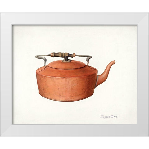 Copper Tea Kettle 1939 White Modern Wood Framed Art Print by Croe, Eugene