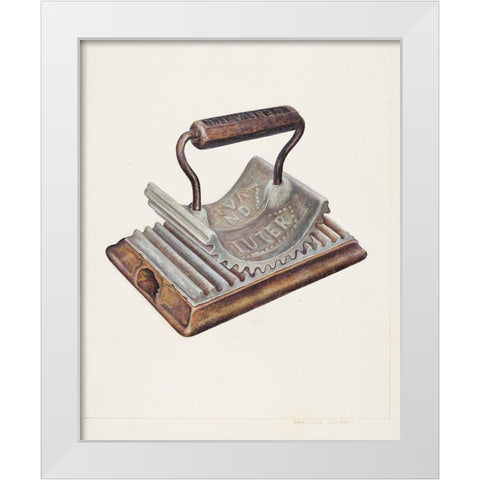 Hand Fluting Iron 1938 White Modern Wood Framed Art Print by Ford, Samuel W.