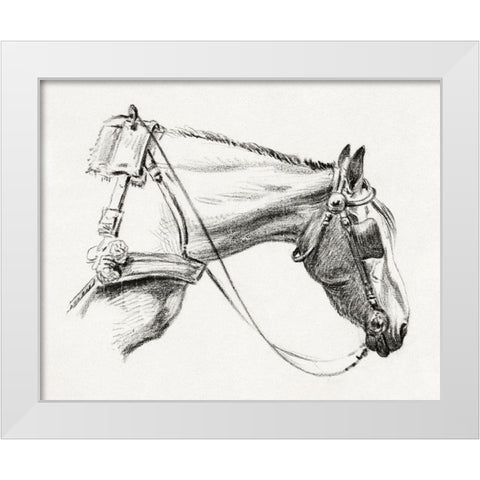 Head of a Horse III 1820 White Modern Wood Framed Art Print by Bernard, Jean