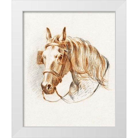 Head of a Horse IV  White Modern Wood Framed Art Print by Bernard, Jean