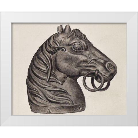 Hitching Post 1935 White Modern Wood Framed Art Print by Vintage Drawings