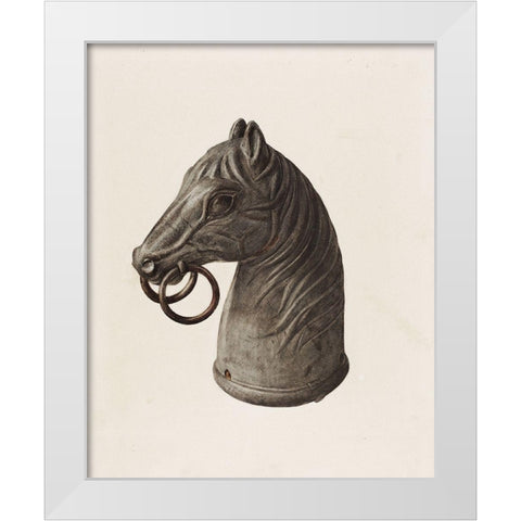 Hitching Post 1940 White Modern Wood Framed Art Print by Vintage Drawings