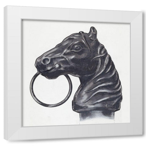 Horse Head Hitching Post 1936 White Modern Wood Framed Art Print by Hastings, C.H.