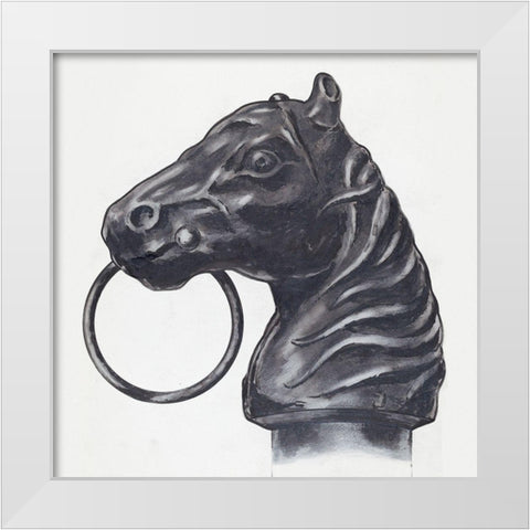 Horse Head Hitching Post 1936 White Modern Wood Framed Art Print by Hastings, C.H.
