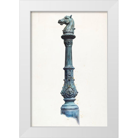 Horse Head Hitching Post 1937 White Modern Wood Framed Art Print by Fairchild, Elizabeth
