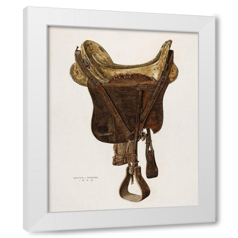 McLellan Saddle 1938 White Modern Wood Framed Art Print by Praefke, Walter