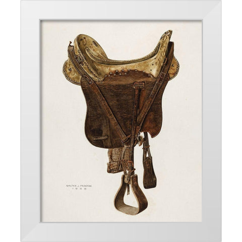 McLellan Saddle 1938 White Modern Wood Framed Art Print by Praefke, Walter