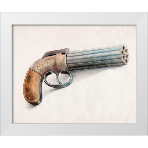 Revolving Pistol 1936 White Modern Wood Framed Art Print by Schwabe, Erwin