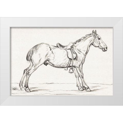 Saddled Horse 1823 White Modern Wood Framed Art Print by Bernard, Jean