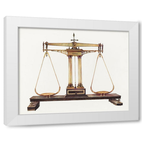 Scales for Weighing Gold 1940 White Modern Wood Framed Art Print by Taylor, Robert W.R.