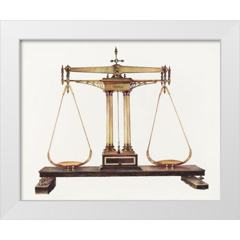 Scales for Weighing Gold 1940 White Modern Wood Framed Art Print by Taylor, Robert W.R.