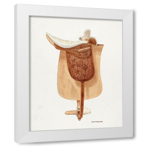 Side Saddle 1938 White Modern Wood Framed Art Print by Miller, Randolph F.