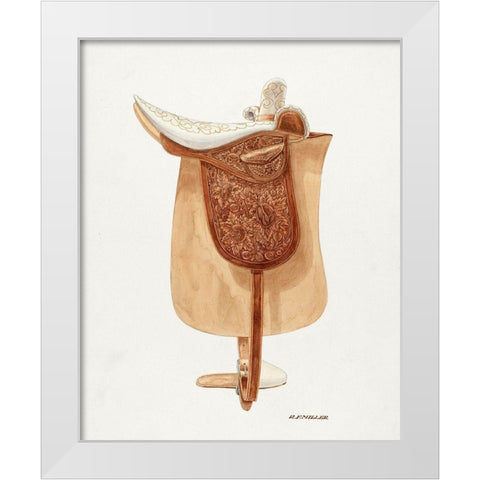 Side Saddle 1938 White Modern Wood Framed Art Print by Miller, Randolph F.