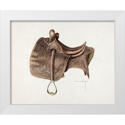 Side Saddle 1939 White Modern Wood Framed Art Print by Semple, Bertha