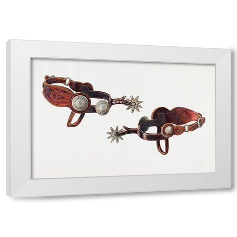 Silver Dollar Spurs 1938 White Modern Wood Framed Art Print by Smith, Cecil