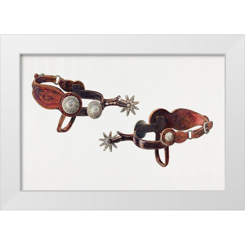 Silver Dollar Spurs 1938 White Modern Wood Framed Art Print by Smith, Cecil