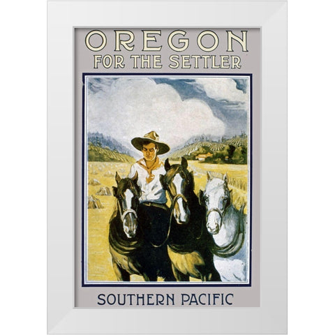 Southern Pacific Settler Brochure White Modern Wood Framed Art Print by Vintage Drawings