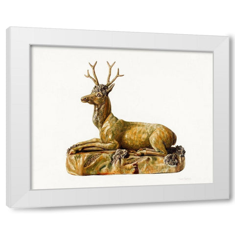 Stag Statuette 1935 White Modern Wood Framed Art Print by Caseau Charles