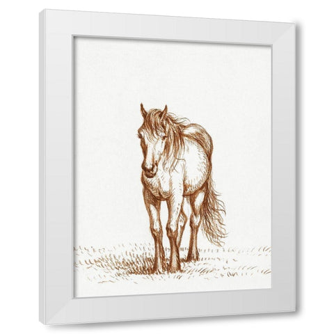 Standing Horse 1816 White Modern Wood Framed Art Print by Bernard, Jean