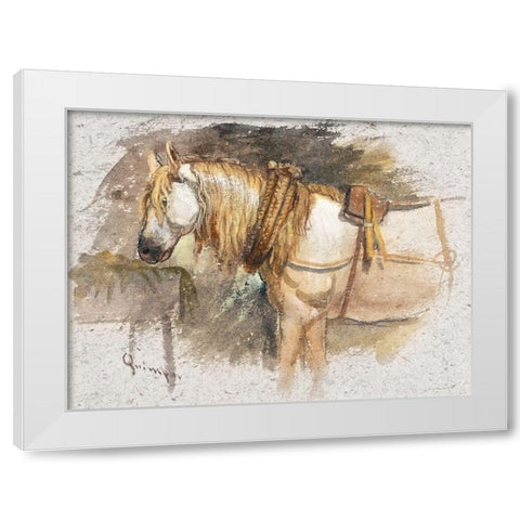 Study of a Horse-Brittany 1873 White Modern Wood Framed Art Print by Colman, Samuel