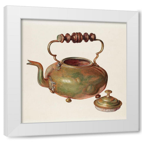 Tea Kettle 1941 White Modern Wood Framed Art Print by Rekucki, Michael