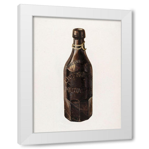 Weiss Beer Bottle 1939 White Modern Wood Framed Art Print by Stroh, Herman O.