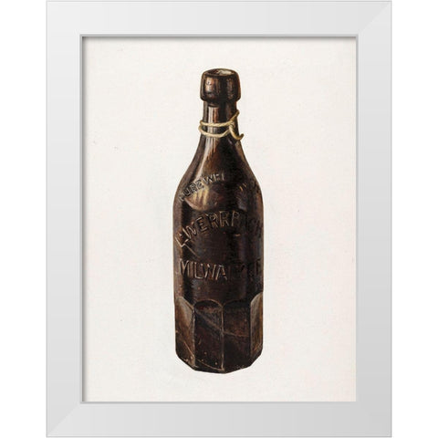 Weiss Beer Bottle 1939 White Modern Wood Framed Art Print by Stroh, Herman O.