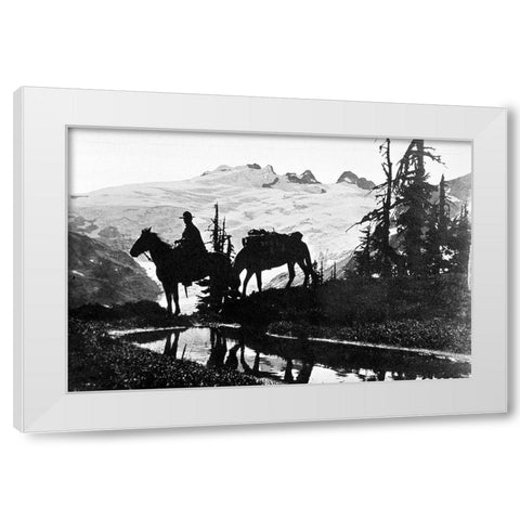 Silhouette of Wilderness Ranger White Modern Wood Framed Art Print by Vintage Photography