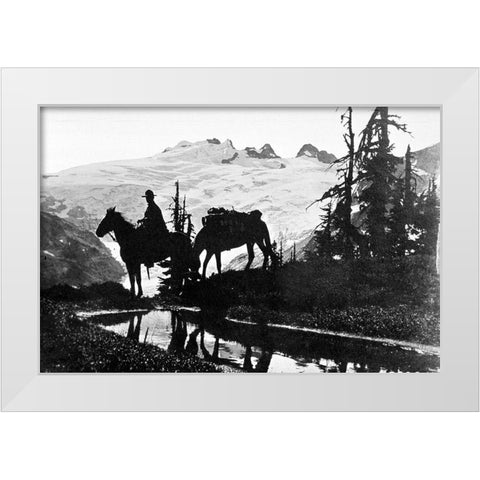 Silhouette of Wilderness Ranger White Modern Wood Framed Art Print by Vintage Photography