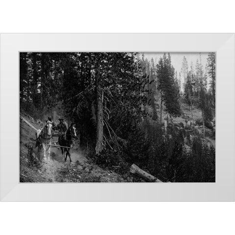 Wagon on Trail from Diamond Lake White Modern Wood Framed Art Print by Vintage Photography