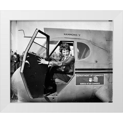 Amelia Earhart 1936 White Modern Wood Framed Art Print by Vintage Photography